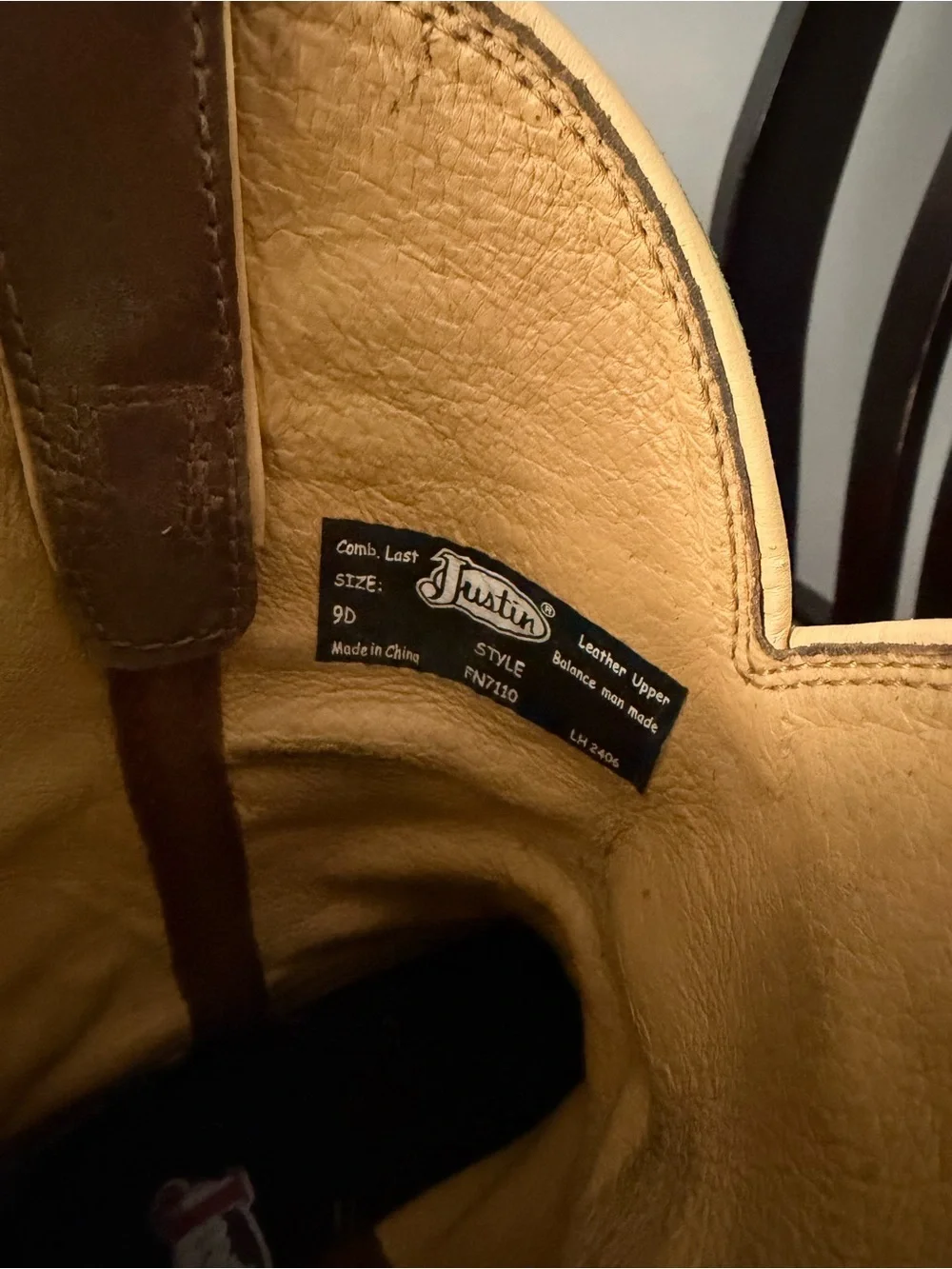 Men's Leather Justin  Western Work Boot in Brown and Olive